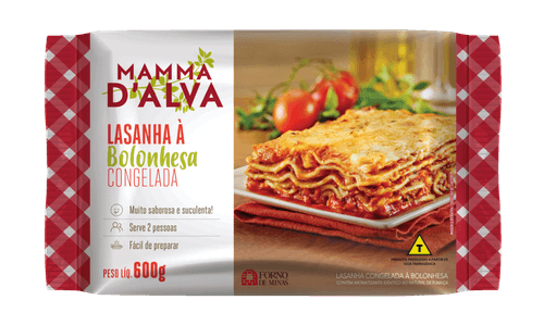 Lasanha Bolonhesa Congelada Forno de Minas Mamma D'Alva Pacote 600g