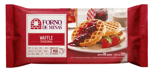 Waffle Congelado Forno de Minas Pacote 280g 8 Unidades