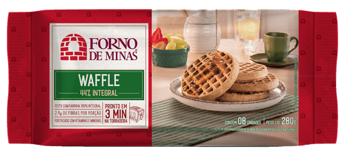 Waffle Congelado Integral Light Forno de Minas Pacote 280g 8 Unidades