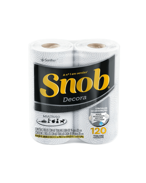 Papel Toalha Snob Folha Dupla Decorada com 120 folhas