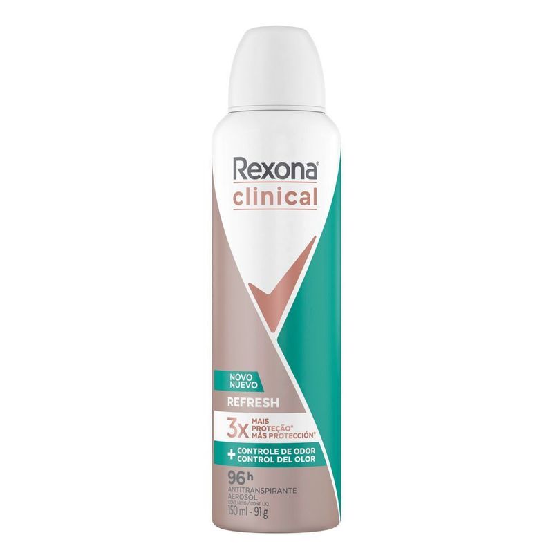 Antitranspirante-Aerossol-Refresh-96h-Rexona-Clinical-150ml-Spray