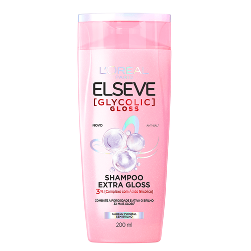 Shampoo Extra Gloss Anti-Sal L'oréal Paris Elseve Glycolic Gloss Frasco 200ml