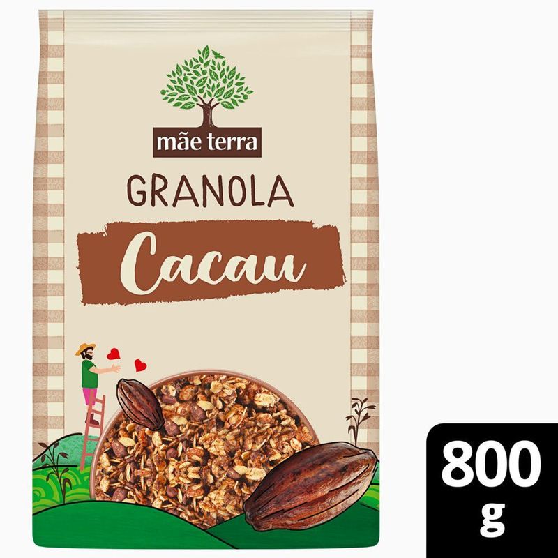 Granola-Mistura-de-Flocos-de-Cereais-Integrais-Sementes-Chia-Linhaca-Gergelim-e-Cacau-Mae-Terra-Pacote-800g