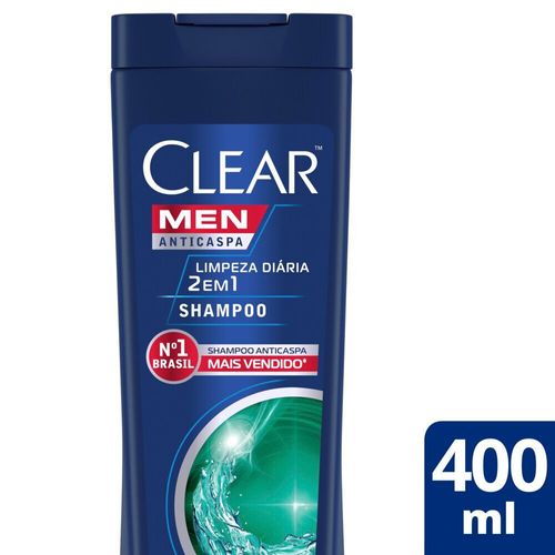 Shampoo Anticaspa Clear Men Limpeza Diária 2 em 1 400 ml