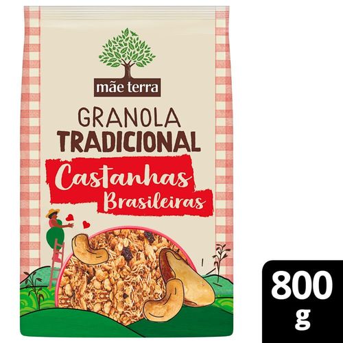 Granola Tradicional com Castanhas Brasileiras Mãe Terra Pacote 800g