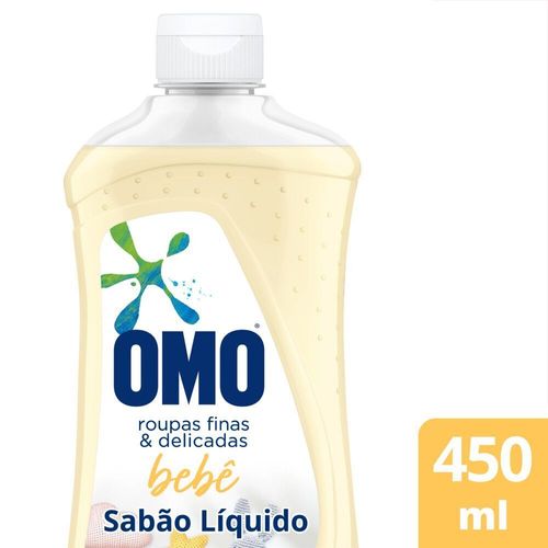 Lava-Roupas Líquido Roupas Finas e Delicadas Bebê Omo Frasco 450ml