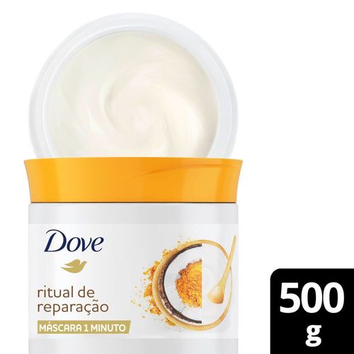 Máscara Condicionante Nutrição Intensa com Óleo de Coco e Cúrcuma Dove Ritual de Reparação 1 Minuto Pote 500g