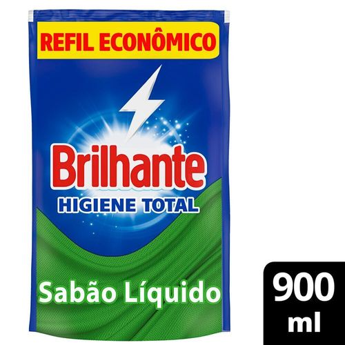 Lava-Roupas Líquido Roupas Brancas e Coloridas Brilhante Higiene Total Sachê 900ml Refil Econômico