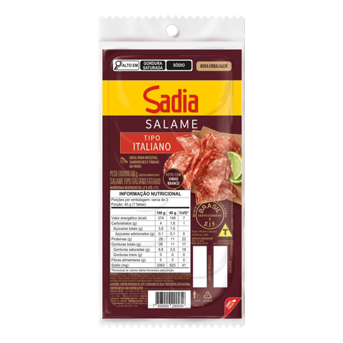 Salame italiano fatiado Sadia 100g