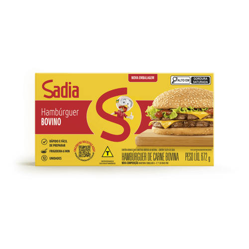 Hambúrguer de carne bovina tradicional Sadia caixa 672g 12 unidades