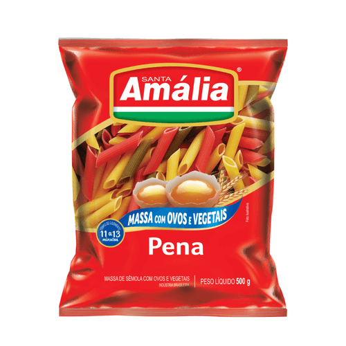 Macarrão com Ovos e Vegetais Santa Amália Pena Color Pacote 500g