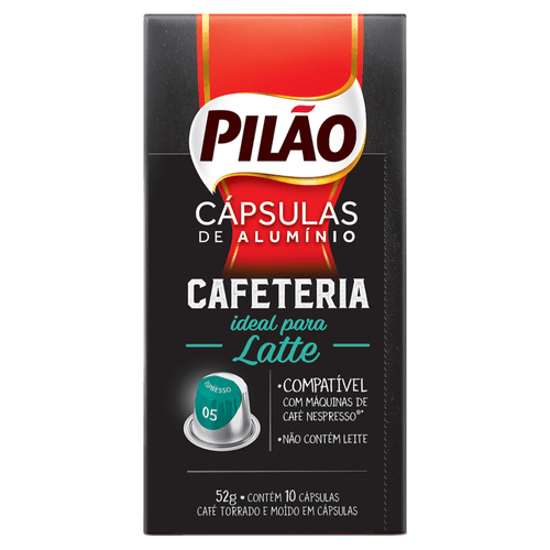 Café em Cápsula Torrado e Moído Pilão Cafeteria 52g 10 Unidades