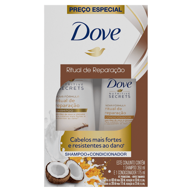 Kit-Promocional-Shampoo-350ml---Condicionador-175ml-com-Oleo-de-Coco-e-Curcuma-Dove-Ritual-de-Reparacao-Preco-Especial