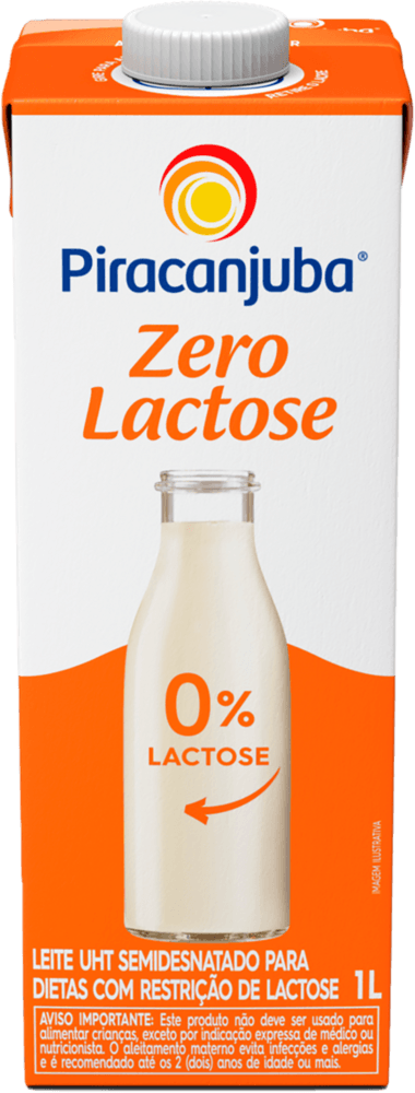 Leite UHT Semidesnatado Zero Lactose para Dietas com Restrição de Lactose Piracanjuba Caixa com Tampa 1l