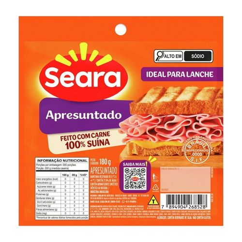 Apresuntado fatiado Seara 180g