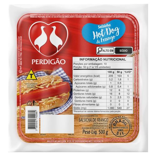 Salsicha de Frango Hot-Dog Perdigão 500g