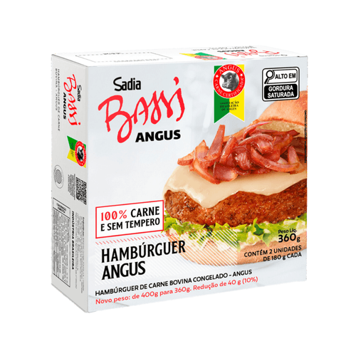 Hambúrguer 100% Bovino Sadia Bassi Angus 360g