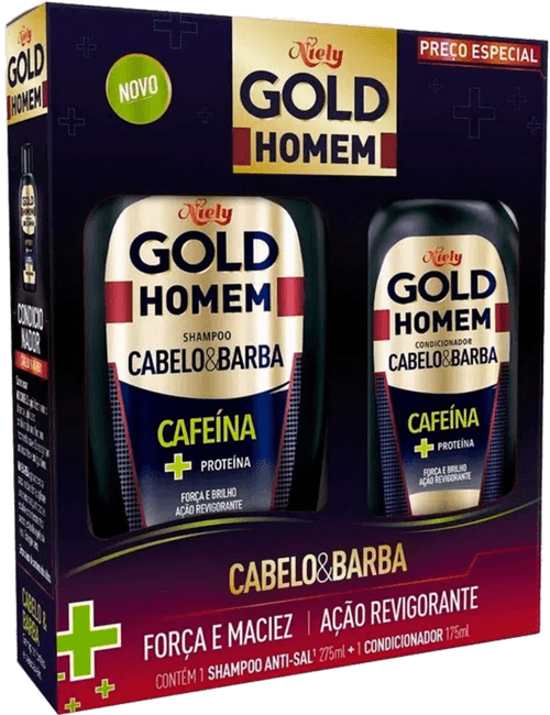 Kit Niely Gold Shampoo 300ml + Condicionador For Men 200ml