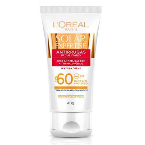 Protetor Solar Facial L'Oréal Paris Solar Expertise Antirrugas FPS 60, 40g