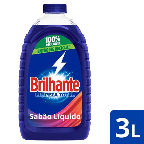 Lava-Roupas Líquido Roupas Brancas e Coloridas Brilhante Limpeza Total Frasco 3l