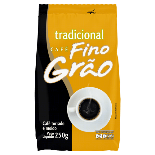 Café Torrado e Moído Tradicional Fino Grão Pacote 250g