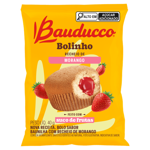 Bolinho Baunilha Recheio Morango Bauducco Pacote 40g