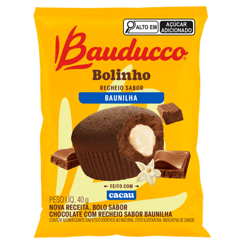 Bolinho Chocolate Recheio Baunilha Bauducco Pacote 40g