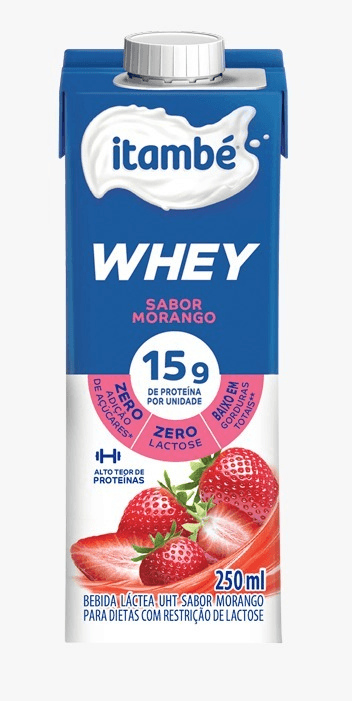 Bebida Láctea Uht Morango Zero Lactose Itambé Whey Caixa 250ml