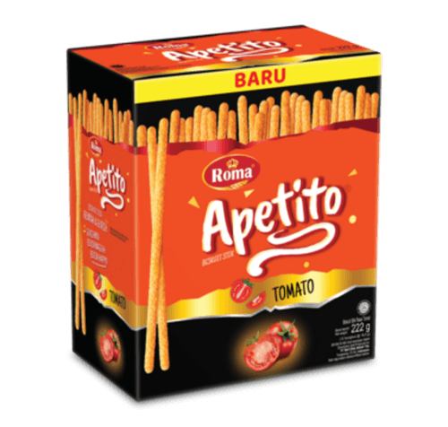 BISCOITO INDONESIO ROMA APETITO  PALITO TOMATE 222G