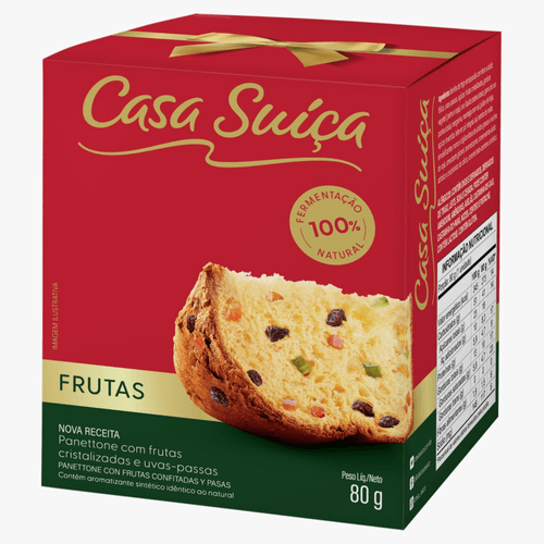 MINI PANETTONE CASA SUIÇA FRUTAS CRISTALIZADAS 80G