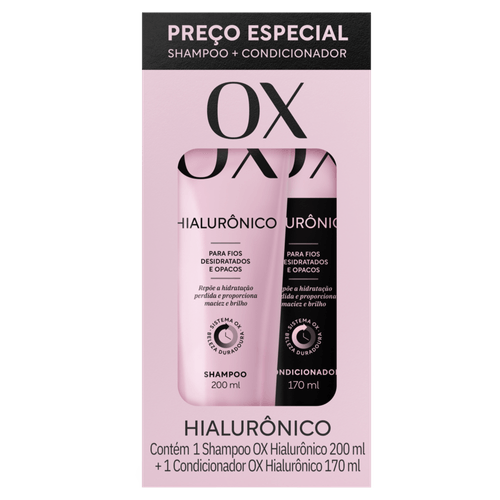KIT OX SH 200ML+CO 170ML HIALURONICO PARA FIOS DESIDRATADOS E OPACOS PREÇO ESPECIAL