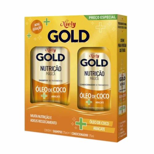 Kit Shampoo 275ml + Condicionador 175ml Niely Gold Nutrição Poderosa