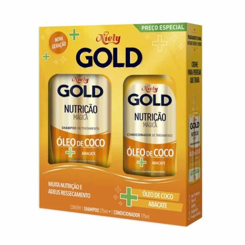 Kit-Shampoo-275ml---Condicionador-175ml-Niely-Gold-Nutricao-Poderosa