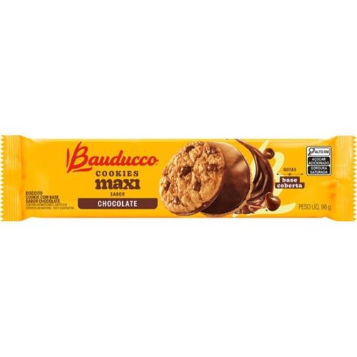 Biscoito Cookie com Gotas de Chocolate e Base Coberta de Chocolate Bauducco Maxi Pacote 96g