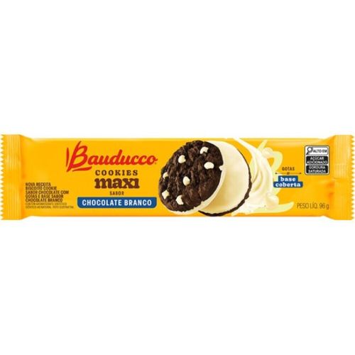 Biscoito Cookie Chocolate com Gotas e Base Coberta de Chocolate Branco Bauducco Maxi Pacote 96g