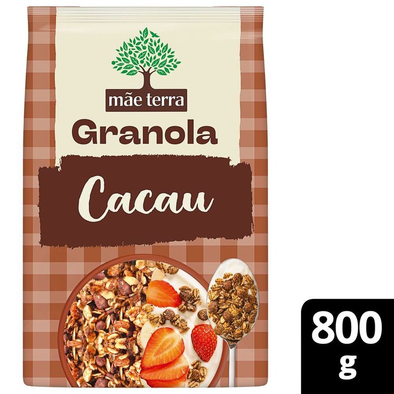 Granola-Mistura-de-Flocos-de-Cereais-Integrais-Sementes-Chia-Linhaca-Gergelim-e-Cacau-Mae-Terra-Pacote-800g