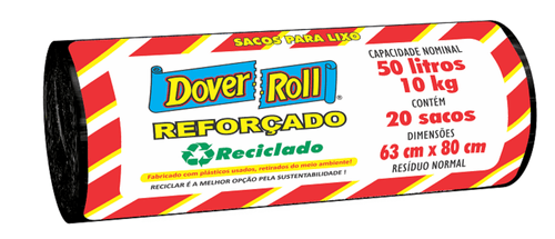 Saco para Lixo Reforçado 50l Dover Roll 20 Unidades