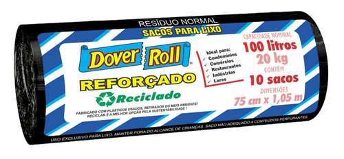 Saco para Lixo Reforçado 100l Dover Roll 10 Unidades