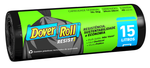 Saco para Lixo 15l Dover Roll Resist 40 Unidades