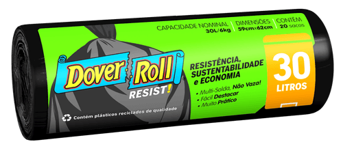 Saco para Lixo Preto 30l Dover Roll Resist 20 Unidades