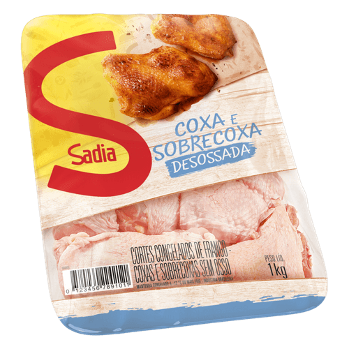Coxa E Sobrecoxa De Frango Congelada Sem Osso Sadia 1Kg Bandeja