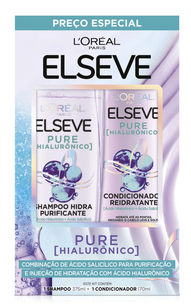 Kit-Shampoo-375ml---Condicionador-170ml-Hidra-Purificante-L-oreal-Paris-Elseve-Pure-Hialuronico-Preco-Especial