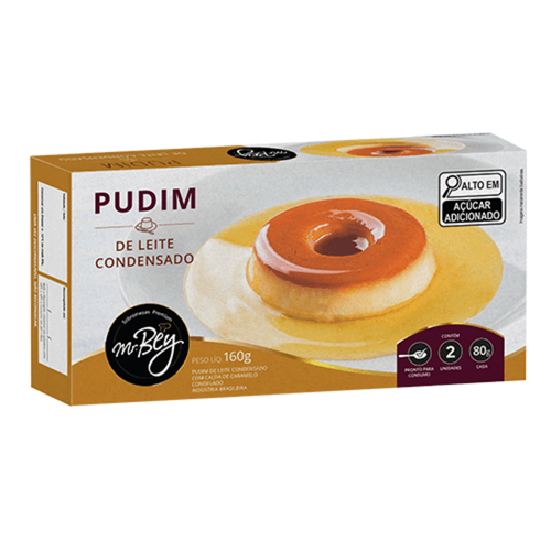 Pudim de Leite Condensado com Calda de Caramelo Congelado Mr. Bey Sobremesas Premium Caixa 160g 2 Unidades de 80g Cada