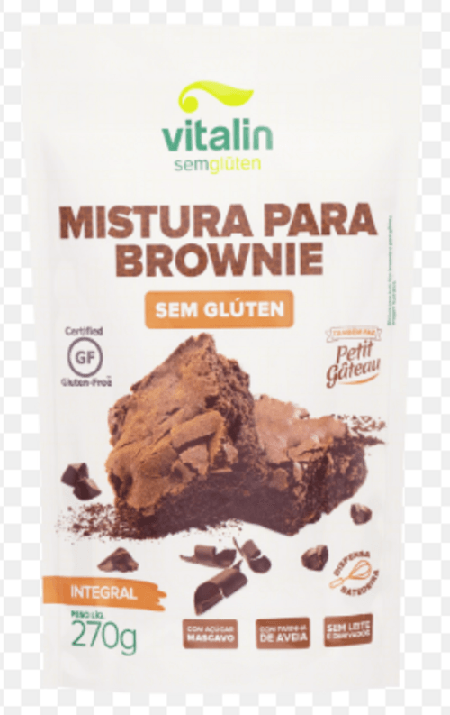 Mistura para Bolo Brownie e Petit Gâteau Integral sem Glúten Vitalin Sachê 270g