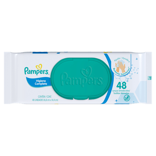 Lenço Umedecido Infantil Pampers Higiene Completa Pacote 48 Unidades