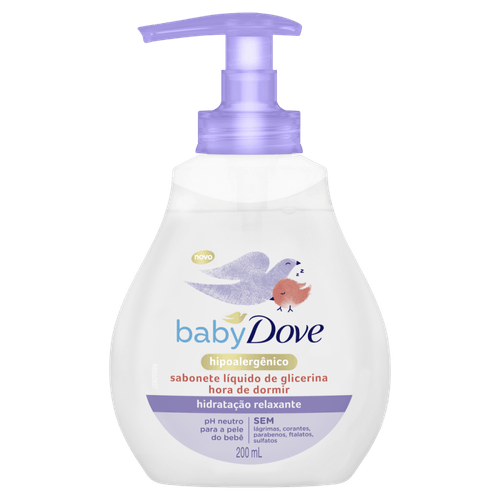 Sabonete Líquido de Glicerina Hidratação Relaxante Dove Baby Hora de Dormir Frasco 200ml Pump