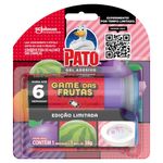 Desodorizador-Sanitario-Pato-Gel-Adesivo-Game-das-Frutas-Aplicador-e-Refil-6-Discos-Oferta-Especial