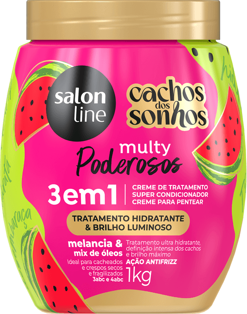 Creme de Tratamento Melancia 3 em 1 Cachos dos Sonhos Multy Poderosos 1kg