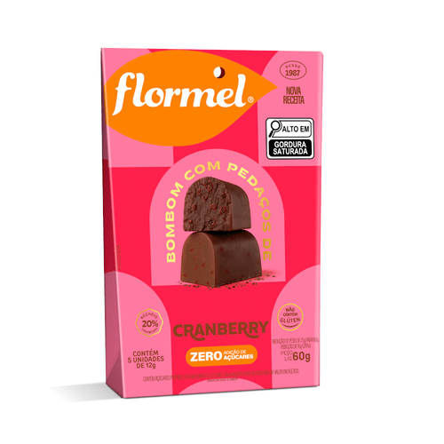 BOMBOM VEGANO ZERO ACUCAR FLORMEL 60G -5UN.