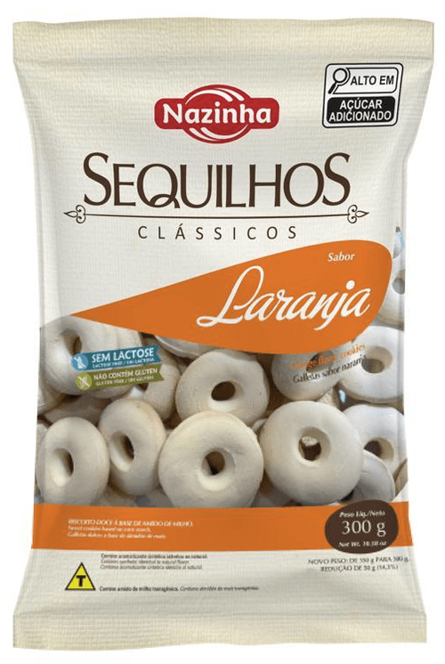 SEQUILHOS NAZINHA CLASSICOS 300G SEM GLUTEN SEM LACTOS.
